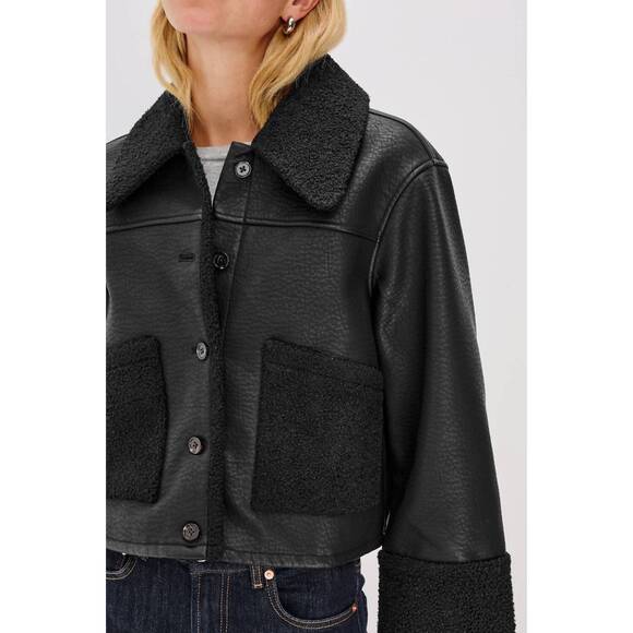 NEW RAILS dria jacket in black shearling - Picture 4 of 5